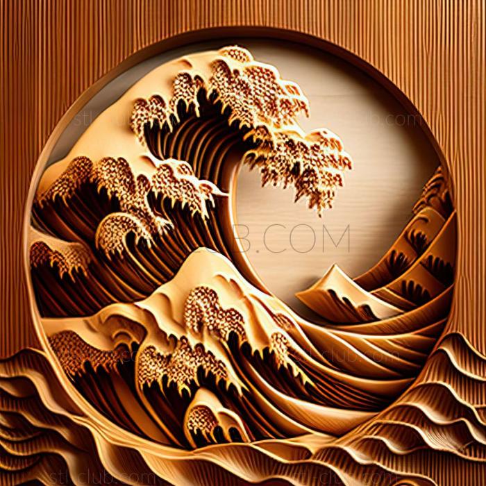 3D model great wave (STL)